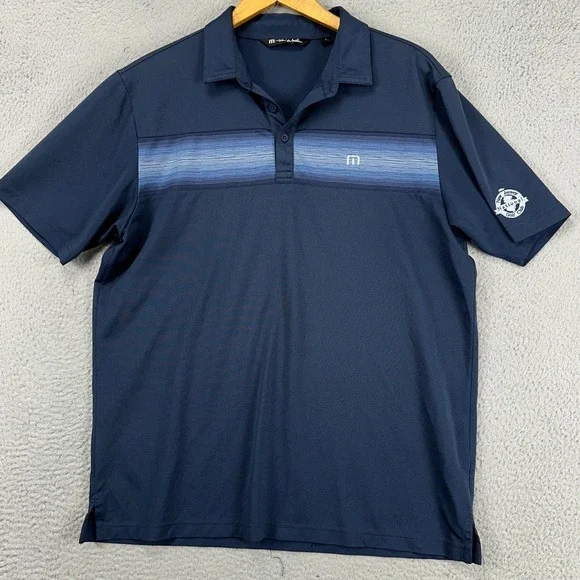 Travis Mathew Mens Golf Polo Shirt Large Dark Blue Short Sleeve Rugby Stretch